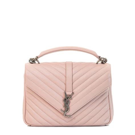 ysl rose antic|YSL Medium College in Quilted Leather Rose Antic .